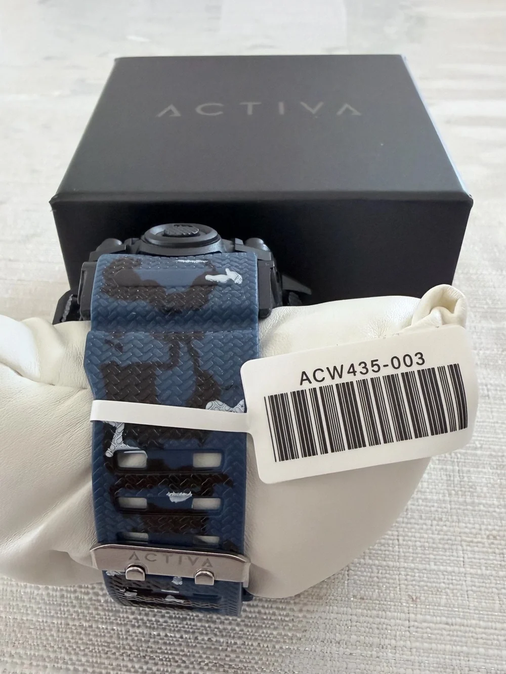 Activa  Men’s Black Watch with Blue Camouflage Strap